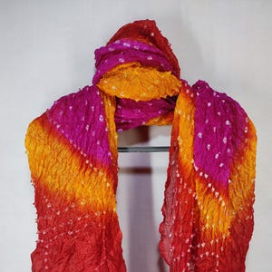 Jaipuri Bandhani Chunri Dupatta - Sciarpa da festa Bandhej multicolore