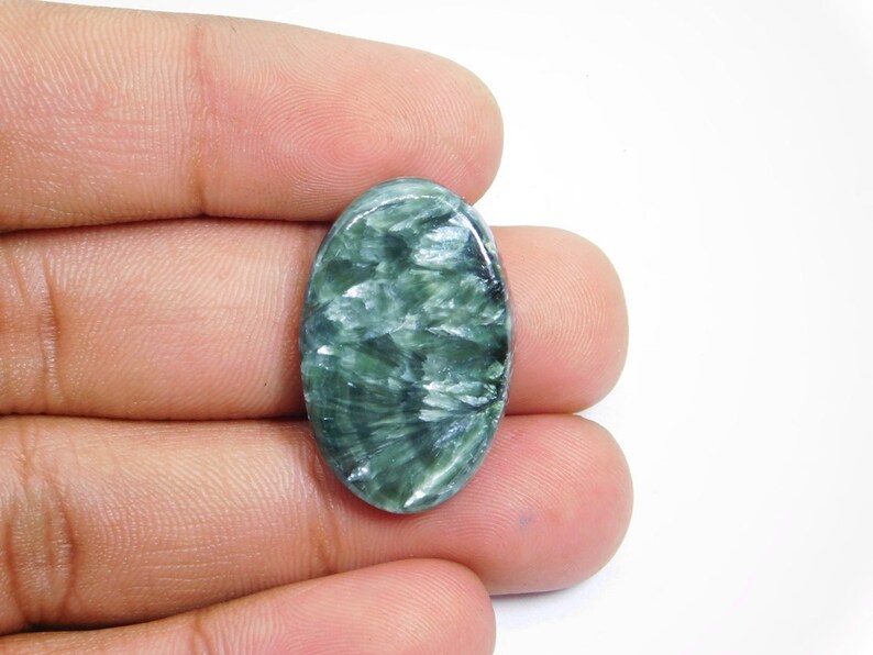 Green Seraphinite for jewelry 26 Cts Top Quality Natural Seraphinite Cabochons Seraphinite gemstone Seraphinite Loose stone A-3107