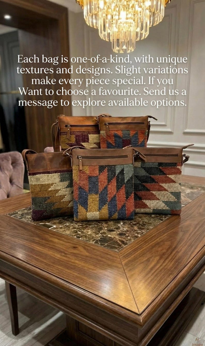 Rudhira Small Crossbody bag, Shoulder purse, Kilim Carpet Handbag, for daily use, Best Gift for Her/him Anniversary valentine's day unisex image 5
