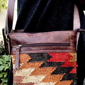 Rudhira Small Crossbody bag, Shoulder purse, Kilim Carpet Handbag, for daily use, Best Gift for Her/him Anniversary valentine's day unisex image 7