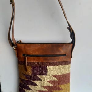 Rudhira Small Crossbody bag, Shoulder purse, Kilim Carpet Handbag, for daily use, Best Gift for Her/him Anniversary valentine's day unisex image 6