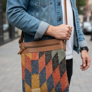 Rudhira Small Crossbody bag, Shoulder purse, Kilim Carpet Handbag, for daily use, Best Gift for Her/him Anniversary valentine's day unisex image 3
