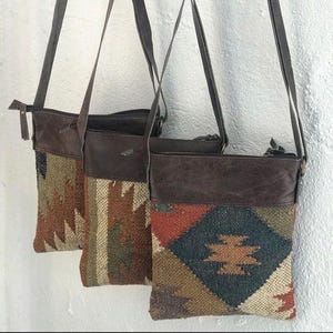 Rudhira Small Crossbody bag, Shoulder purse, Kilim Carpet Handbag, for daily use, Best Gift for Her/him Anniversary valentine's day unisex image 8