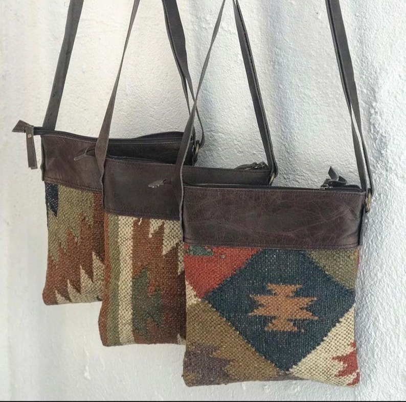 Rudhira Small Crossbody bag, Shoulder purse, Kilim Carpet Handbag, for daily use, Best Gift for Her/him Anniversary valentine's day unisex image 8