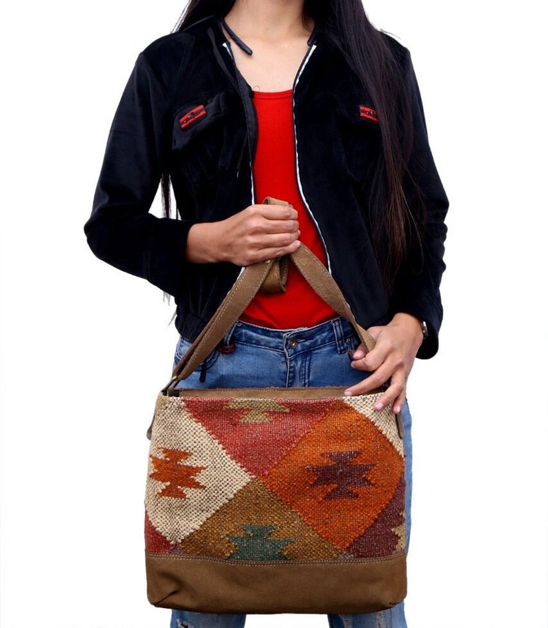 Rudhira Crossbody bag, Kilim Carpet Handbag, for daily use, Best Gift for Her, for women for girl image 1