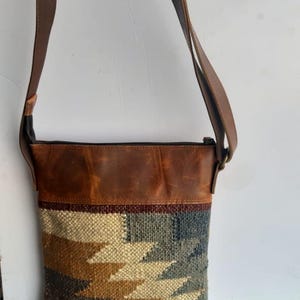 Rudhira Small Crossbody bag, Shoulder purse, Kilim Carpet Handbag, for daily use, Best Gift for Her/him Anniversary valentine's day unisex image 4
