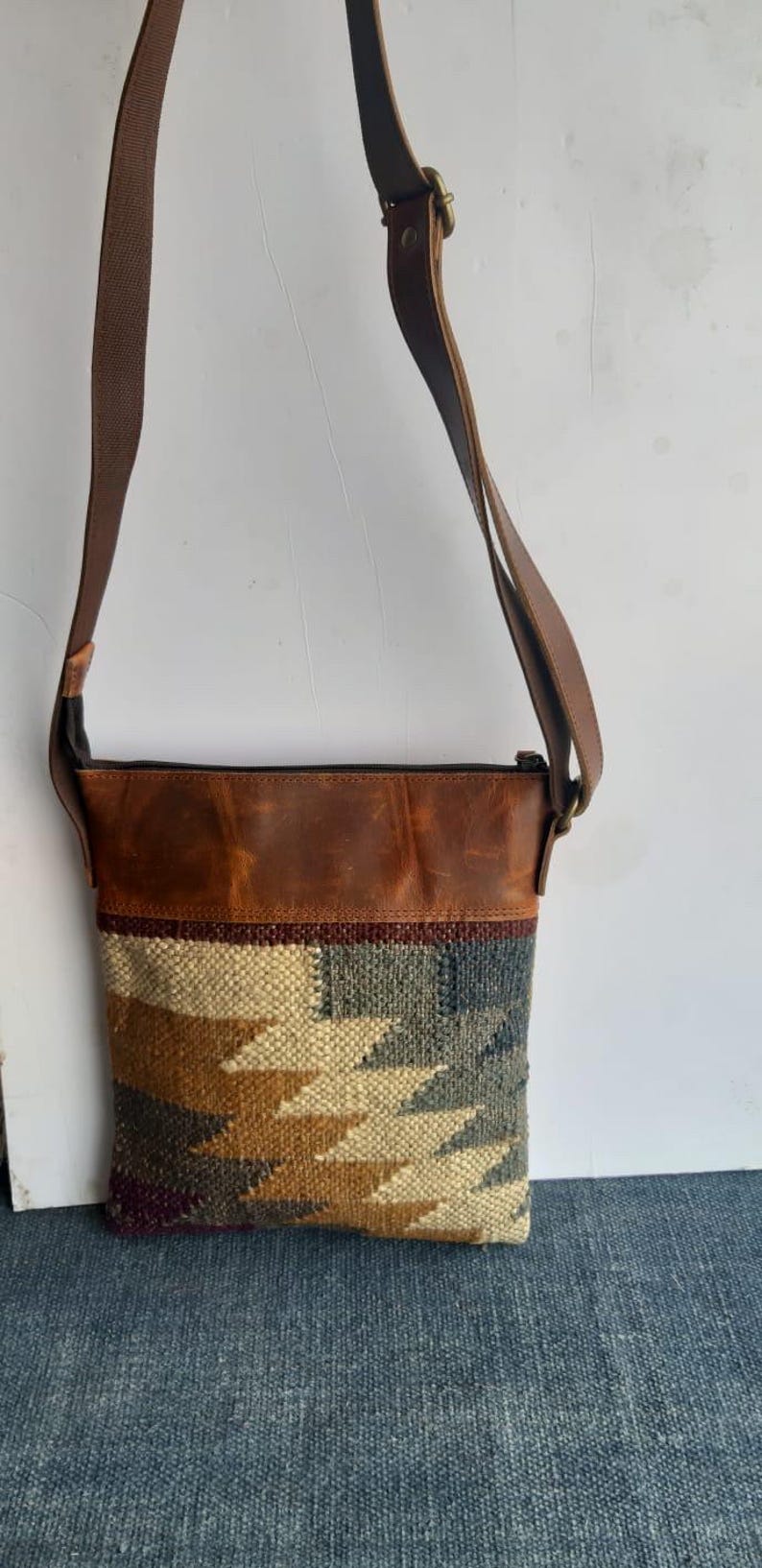 Rudhira Small Crossbody bag, Shoulder purse, Kilim Carpet Handbag, for daily use, Best Gift for Her/him Anniversary valentine's day unisex image 4