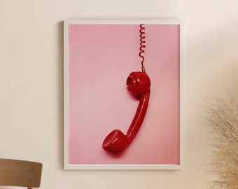 Pink Retro Telephone Receiver, Rotary Phone Print, Retro Telephone Print, Pink Phone, Old Telephone Poster Art, Telephone, DIGITAL DOWNLOAD