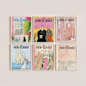Set of 6 Vintage Magazine, Summer Print, Poster, Retro, Vintage Art, Gallery Wall, Magazine Prints Printable Instant download