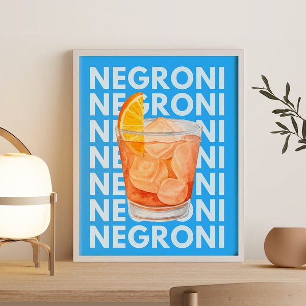 Negroni Cocktail, Negroni Cocktail Poster, Negroni Poster, Negroni Wall Art, Negroni Print, Negroni Wall Art, Bar Poster, Digital Download