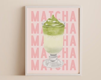 Matcha Poster, Matcha Print, Matcha Wall Art, Matcha latte lover, Matcha Lover, Matcha Gift, Matcha Tea, Green Matcha Coffee Art, Matcha Art