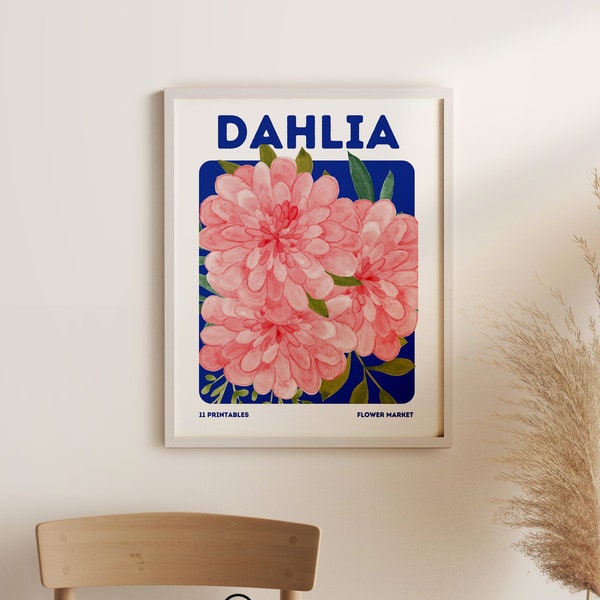 Dahlia Flower, Watercolour Dahlia Flower, Dahlia Poster, Dahlia Print, Dahlia Wall Art, Flower Wall Art, Floral Poster, Dahlia Art, Digital