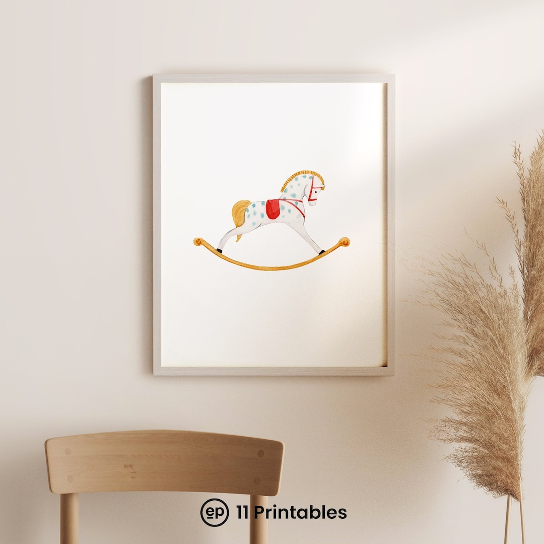 Rocking Horse Illustration, Children's Room Poster, Rocking Horse