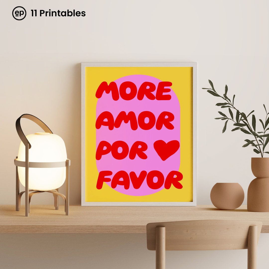 More Amor Por Favor Poster, Maximalist Poster, Modern Colorful Eclectic