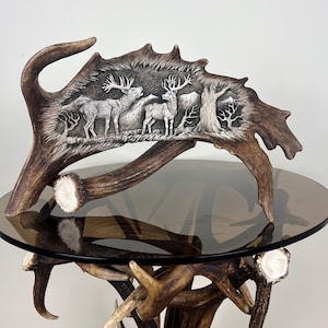 Carved Fallow Deer Antler – Deep Carving of Two Deer | Premium Handicraft