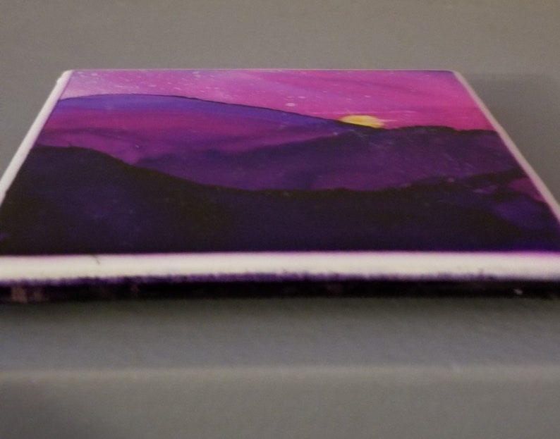 Original Alcohol Ink painting/Tile Coaster Moonscape