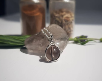 Smoky Quartz Sterling Silver Necklace | 8mm Gemstone Pendant | Dainty Crystal Jewellery