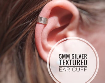 Textured Sterling Silver Ear Cuff, 5mm Ear Cuff