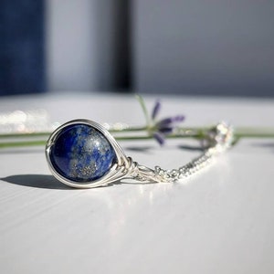 Lapis Lazuli Sterling Silver Necklace | 8mm Gemstone Pendant | September Birthstone Necklace | Dainty Crystal Jewellery