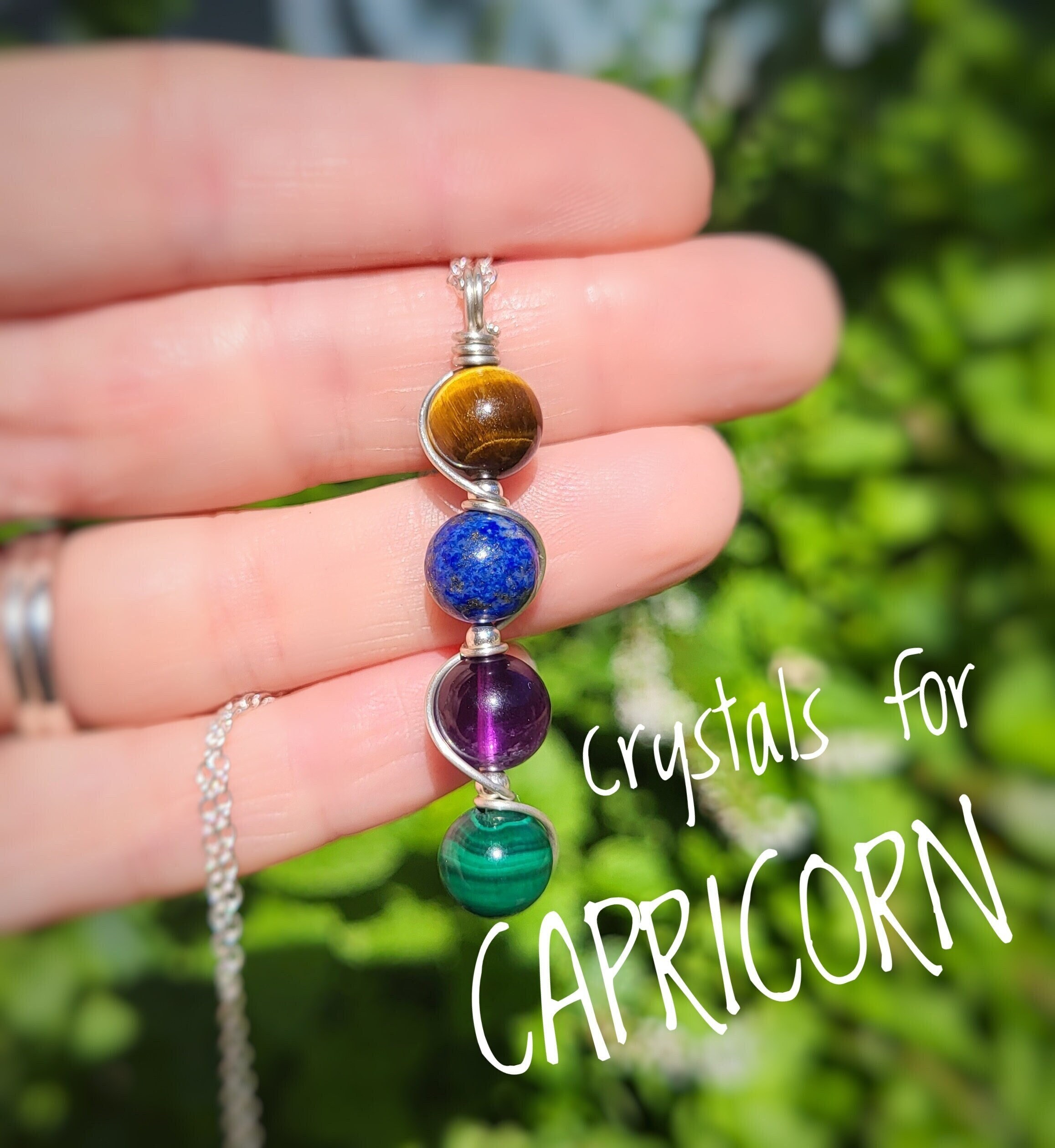 Capricorn Star Sign Necklace Crystals for Capricorn Sterling