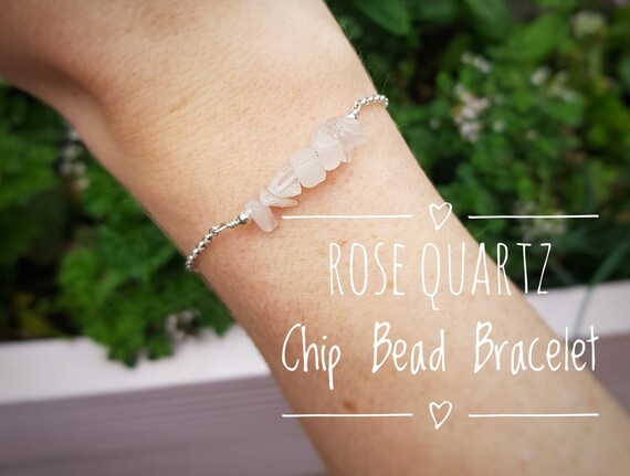 Rose Quartz Sterling Silver Bracelet Gemstone Bracelet Dainty