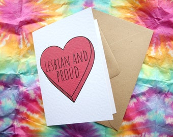 A6 greeting card Lesbian and proud | LGBT pride | Love heart | Coming out card | LGBTQIA+ Pride greeting card