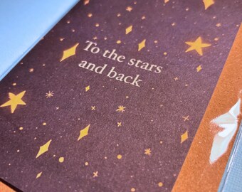 Celestial A6 Valentines day card | Starry sky greeting card | Anniversary space | Shooting star | To the stars and back