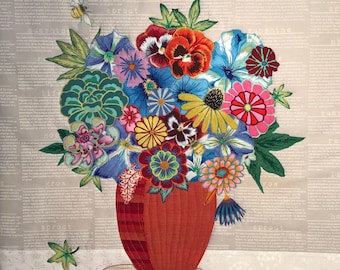 Pattern for Flowerpot Fabric Collage by Naumann, PDF Pattern for instant download