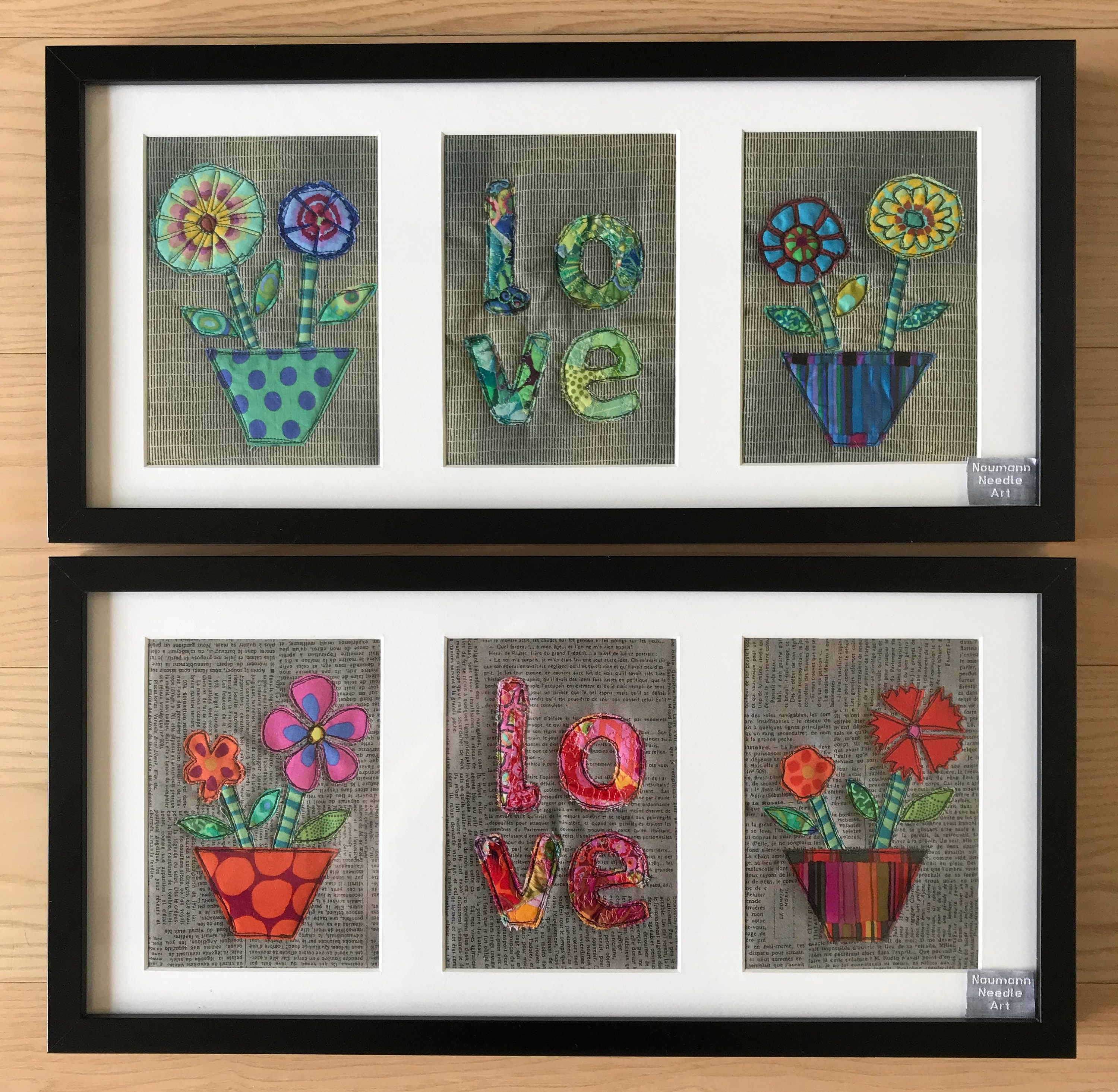 Pattern for for Mini fabric collage by Naumann Needle Art, PDF Pattern for instant download