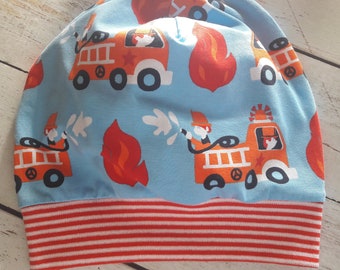 Beanie tatütata  Kindermütze blau Feuerwehr Kinderbeanie KU 46-54cm Kopfbedeckung Accessoires für Kinder,