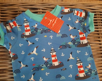 Babyshirt Leuchtturm Strand maritim Jungenshirt für den Sommer Gr.86/92, Abenteuer, Kindershirt für Jungen,Sommerkleidung, Anker Meer