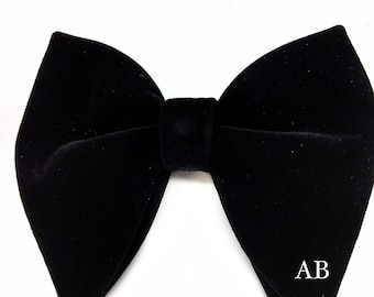 Custom initials velvet Bowtie, Tom Ford inspired Butterfly Bowtie. Personalised Bowtie . Personalised grooms gift.