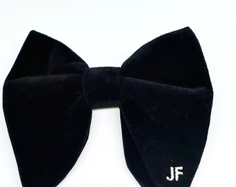 Personalised initials velvet Bowtie, Tom Ford inspired Butterfly Bowtie. Personalised Bowtie . Personalised grooms gift.