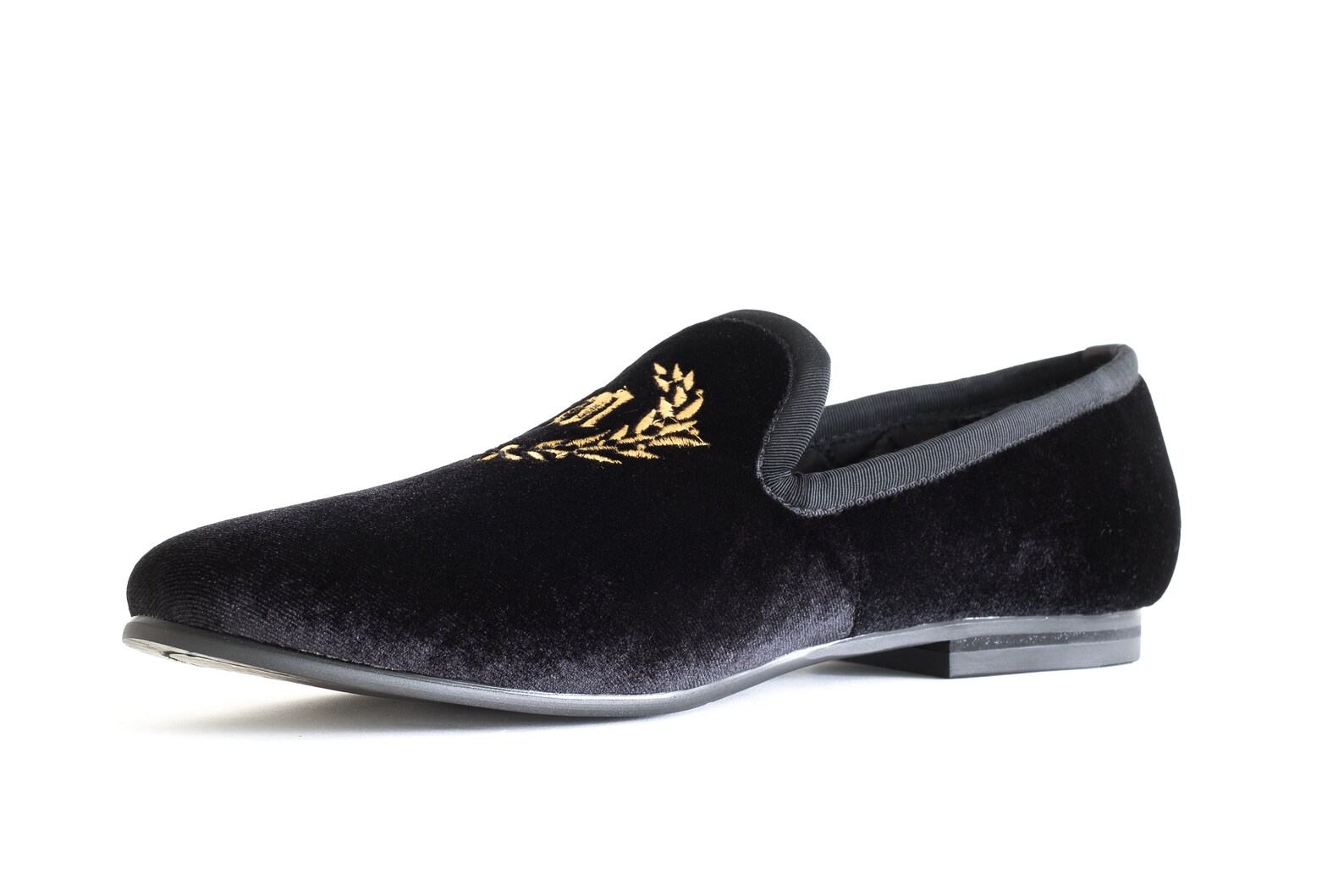 mens velvet loafers embroidered