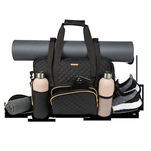 Personalized Monogram Women Exercise Gym Fitness Travel  & Weekender Duffel bag Wet Storage Yoga Mat Shoe Storage Carry On Luggage Customize