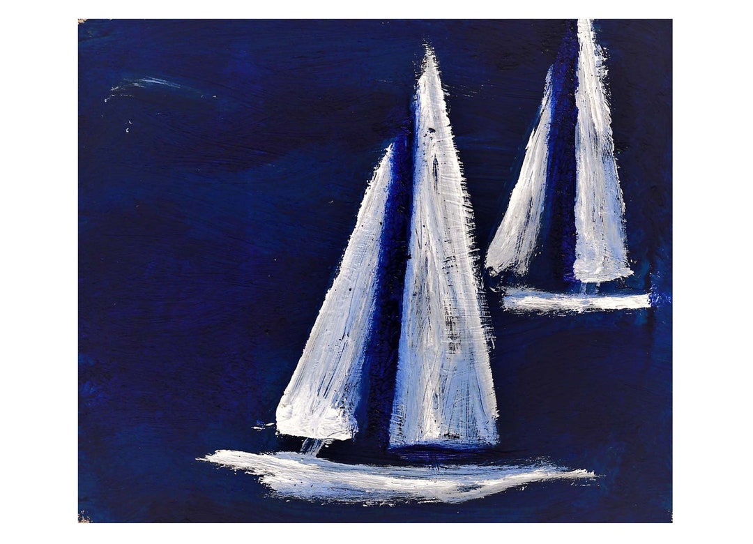 White Sailing Boats Art Print Etsy