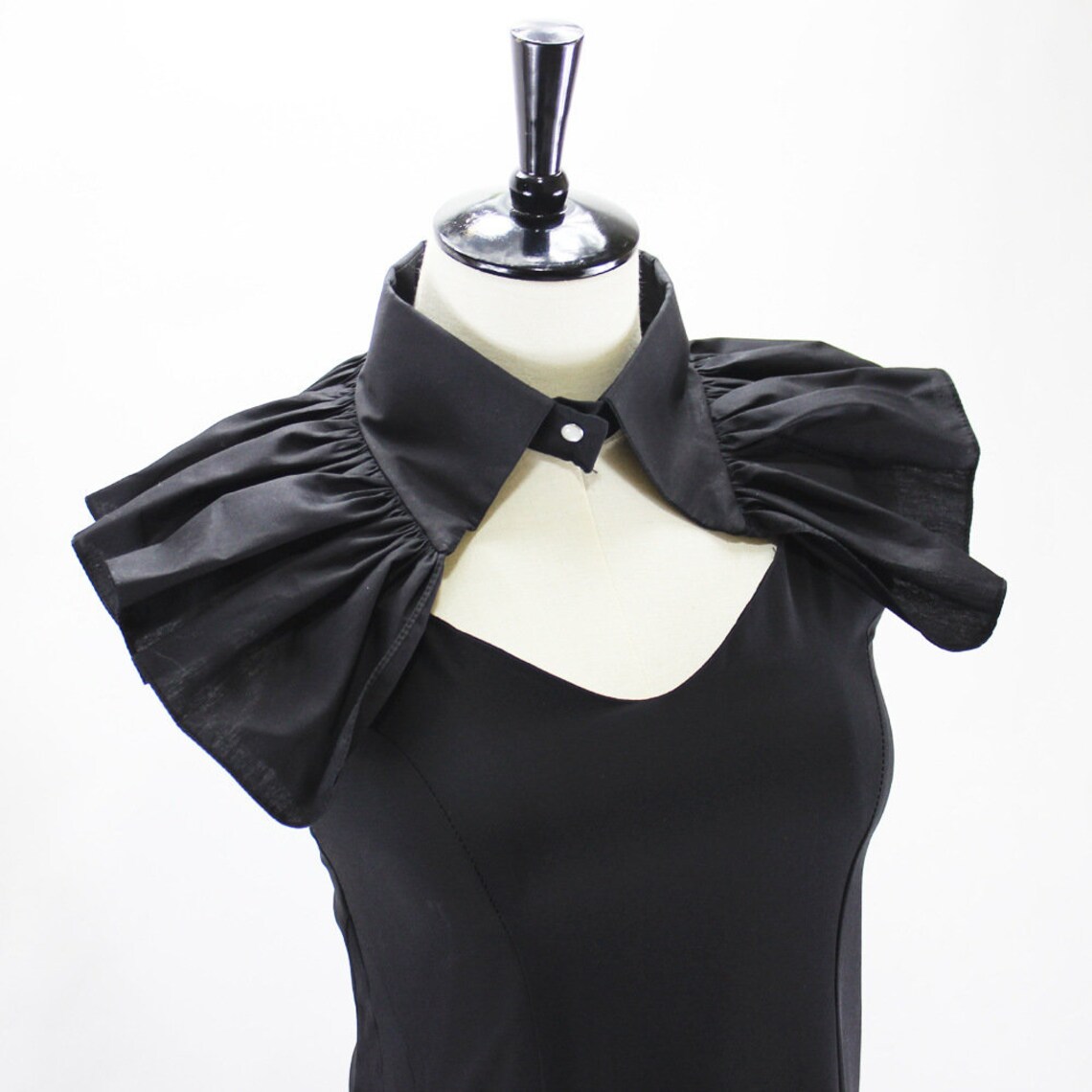Black Stand Up Fake Collar Detachable Pleated Fake Collar Etsy