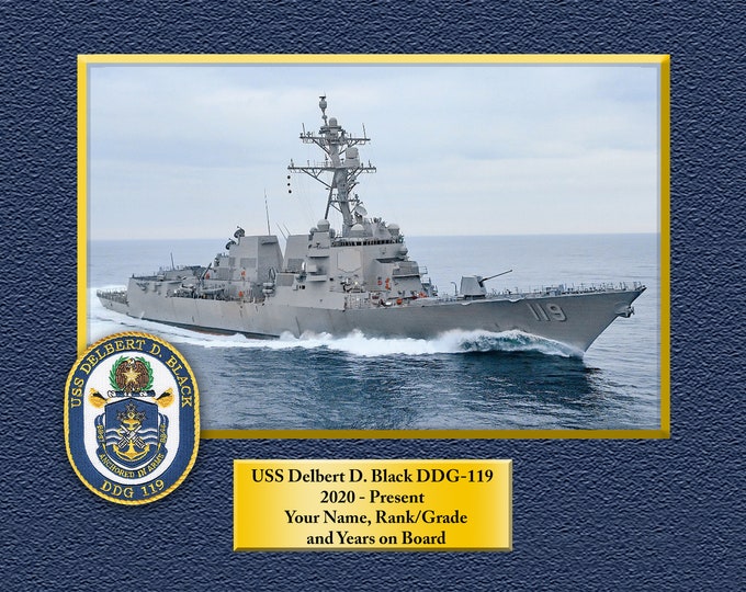 USS Delbert D. Black DDG-119 Custom Personalized 8.5 X 11 Print of US Navy Ships Unique Gift Idea for any Occasions