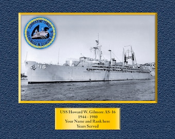 USS Howard W. Gilmore AS-16 Custom Personalized 8.5 X 11 Print of