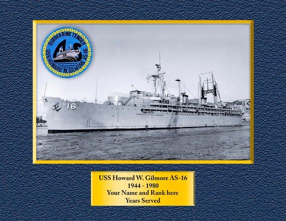 USS Howard W. Gilmore AS-16 Custom Personalized 8.5 X 11 Print of