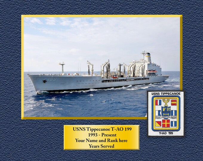 USNS Tippecanoe T-AO 19 Custom Personalized 8.5 X 11 Print of US Navy Ships Unique Gift Idea for any Occasions