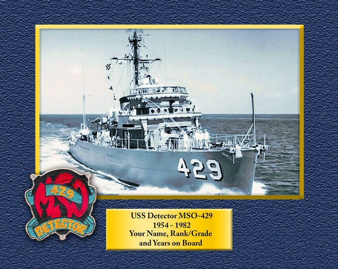 USS Detector MSO-429 Custom Personalized 8.5 X 11 Print of US Navy Ships Unique Gift Idea for any Occasions