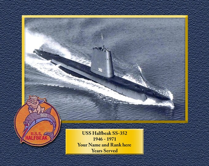 USS HALFBEAK SSS352 Custom Personalized 8.5 X 11 Print of US Navy Ships Unique Gift Idea for any Occasions