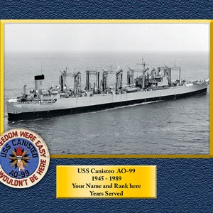 USS CANISTEO AO99 Custom Personalized 8.5 X 11 Print of US Navy Ships Unique Gift Idea for any Occasions