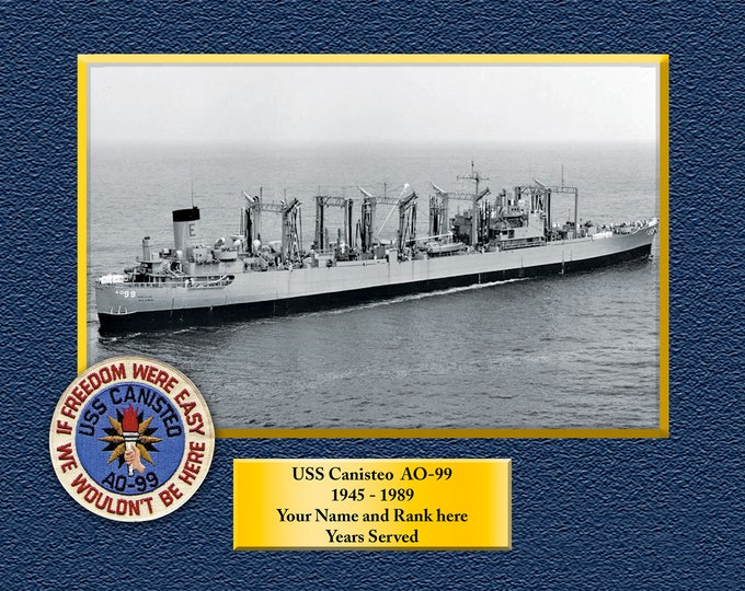 USS CANISTEO AO99 Custom Personalized 8.5 X 11 Print of US Navy Ships Unique Gift Idea for any Occasions