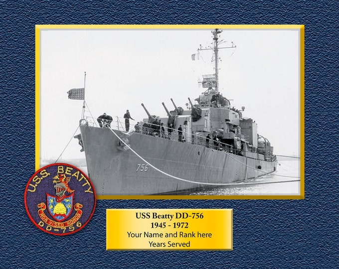 USS BEATTY DD756 Custom Personalized 8.5 X 11 Print of US Navy Ships Unique Gift Idea for any Occasions