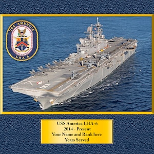 USS America LHA-6 Custom Personalized 8.5 X 11 Print of US Navy Ships Unique Gift Idea for any Occasions
