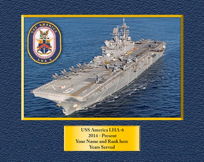 USS America LHA-6 Custom Personalized 8.5 X 11 Print of US Navy Ships Unique Gift Idea for any Occasions