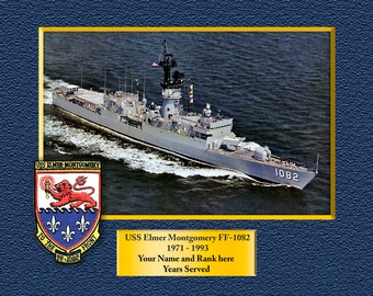 USS Elmer Montgomery FF1082 Custom Personalized 8.5 X 11 Print of US Navy Ships Unique Gift Idea for any Occasions