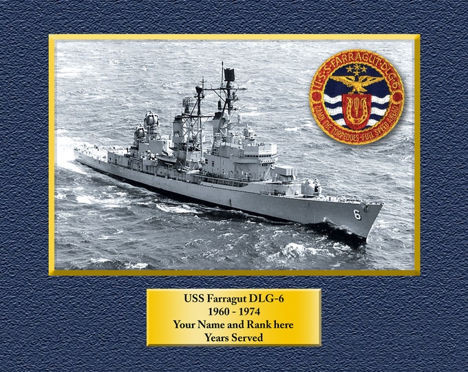 USS Farragut DLG-6 Custom Personalized 8.5 X 11 Print of US Navy Ships Unique Gift Idea for any Occasions
